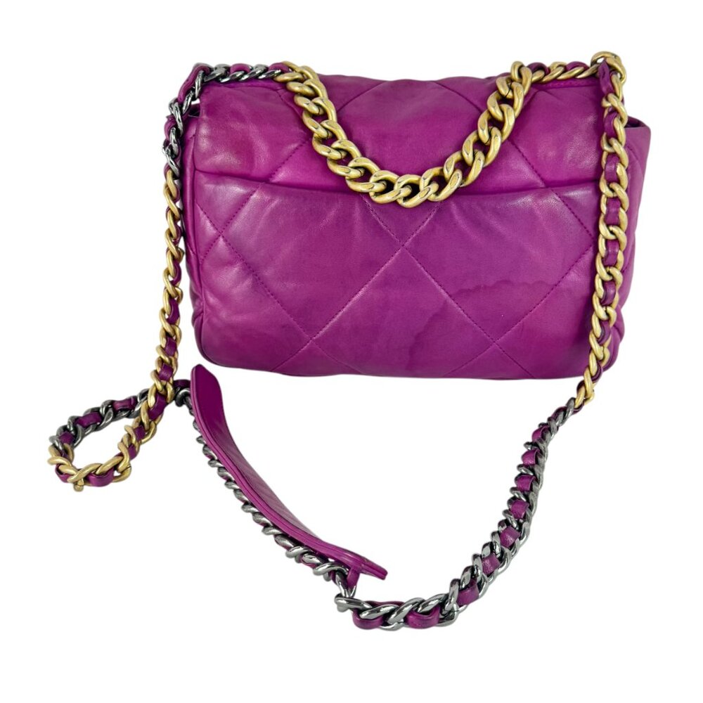 CHANEL 19 Flap Orchid Purple Quilted Lambskin Chain Link Crossbody Bag - Picture 13 of 16